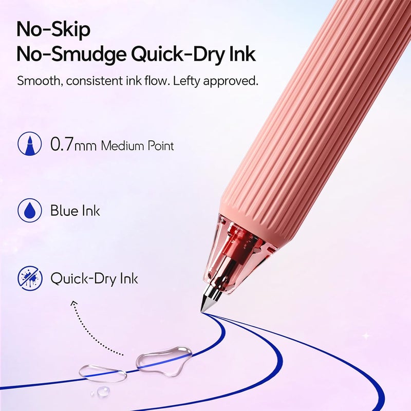 WRITECH Gel Pens Fine Point: Blue Ink 0.7mm Retractable 4ct Smooth Writing with Aesthetic Gradient Color Barrel for Journaling Note Taking Silent Click No Smear Nebula Pen Set - Image 2